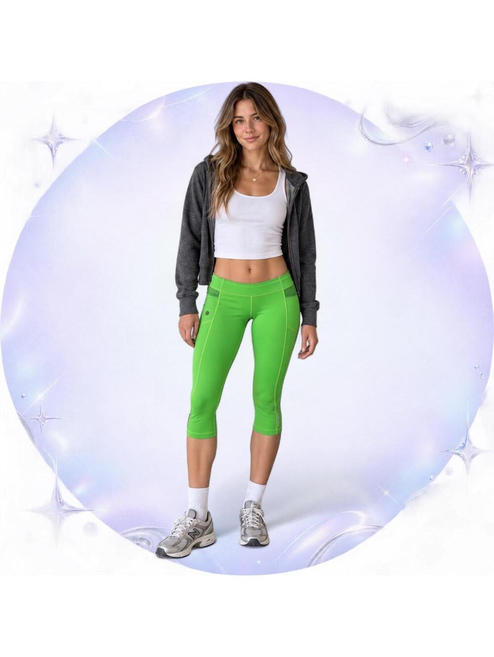 Athleta Neon Green Mesh Capri Leggings Size Small